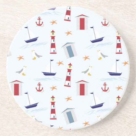 Blauw vuurtoren zandsteen onderzetter (Voorkant)