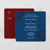 Blauw vuurwerk bruiloft kaart (Voorkant / Achterkant)