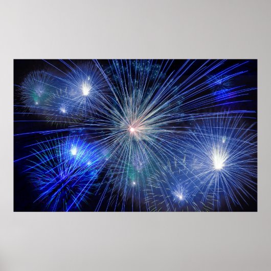 blauw vuurwerk poster (Voorkant)