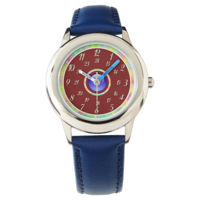 Blauw w/ Gemiddeld rood Horloge (Voorkant)