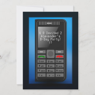 Blauw w / mobiele telefoon Tiener Verjaardag Party Kaart