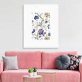 Blauw W.Morris Patroon Uitgerekt Canvas Print (Insitu (Woonkamer))