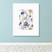 Blauw W.Morris Patroon Uitgerekt Canvas Print (Insitu (Houten vloer))