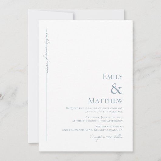 Blauw Waar De Eeuwigheid Begint Trouwkaart Kaart (Voorkant)