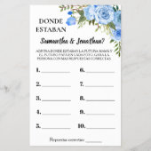 Blauw waar ze tweetalige spelkaart hebben gedoucht flyer (Achterkant)