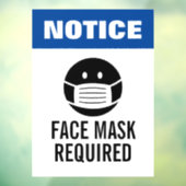 Blauw waarschuwingsgelaatmasker vereist venster-op raamsticker (Vel 3)