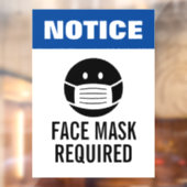 Blauw waarschuwingsgelaatmasker vereist venster-op raamsticker (Vel 2)