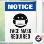 Blauw waarschuwingsgelaatmasker vereist venster-op raamsticker (Huis)