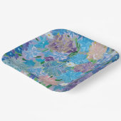 Blauw waas bloem 9" vierkante papieren borden papieren bordje (Gebogen)