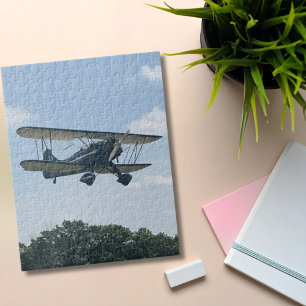Blauw Waco-vliegtuig Foto Piloot Luchtvaart Pret Legpuzzel