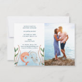 Blauw Walvis Bruiloft Onder Zee Nautical Blauw Save The Date (Achterkant)