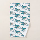 Blauw walvispatroon bad handdoek (Handdoek)