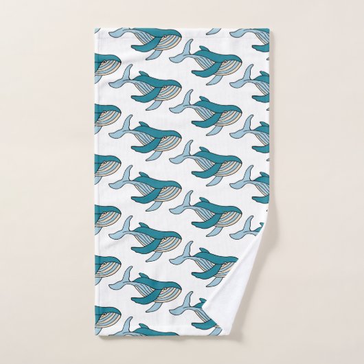 Blauw walvispatroon bad handdoek (Handdoek)