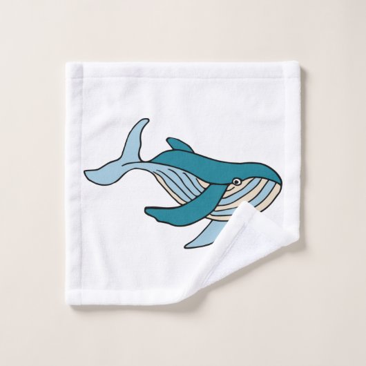 Blauw walvispatroon bad handdoek (Wasdoekje)
