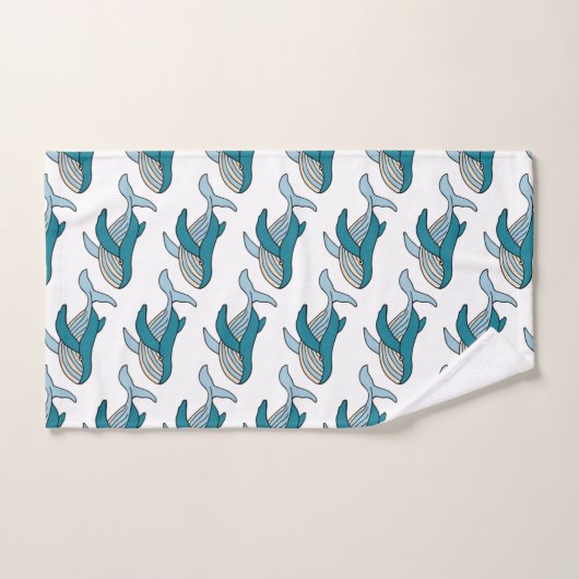 Blauw walvispatroon bad handdoek (Handdoek)