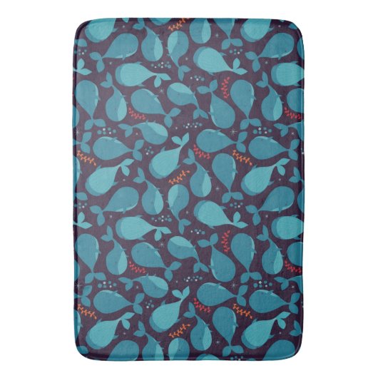 Blauw walvispatroon badmat (Voorkant Verticaal)
