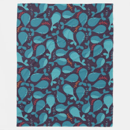 Blauw walvispatroon fleece deken