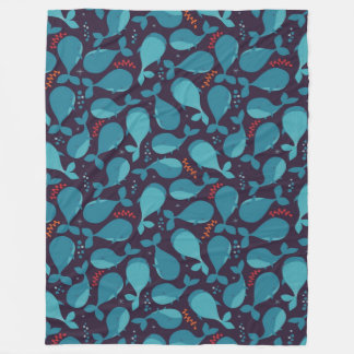 Blauw walvispatroon fleece deken
