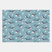 Blauw walvispatroon inpakpapier vel (Voorkant 3)