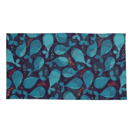 Blauw walvispatroon kussensloop (Achterkant)