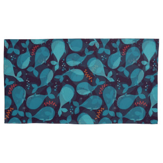 Blauw walvispatroon kussensloop