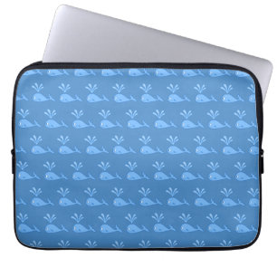 Blauw walvispatroon. laptop sleeve