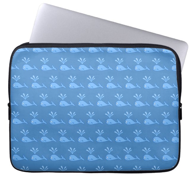 Blauw walvispatroon. laptop sleeve (Voorkant)
