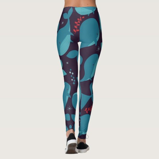 Blauw walvispatroon leggings (Achterkant)