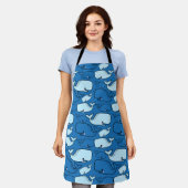 Blauw walvispatroon schort (Gedragen)