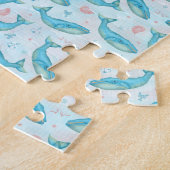 Blauw walvisvaarder Nautical Ocean Beach Zee Blauw Legpuzzel (Zijkant)