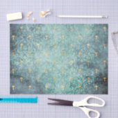 Blauw wasgoed met gouden paddenstoelen Ontkoppelen Tissuepapier (Craft)