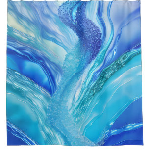 Blauw water Abstract douchegordijn