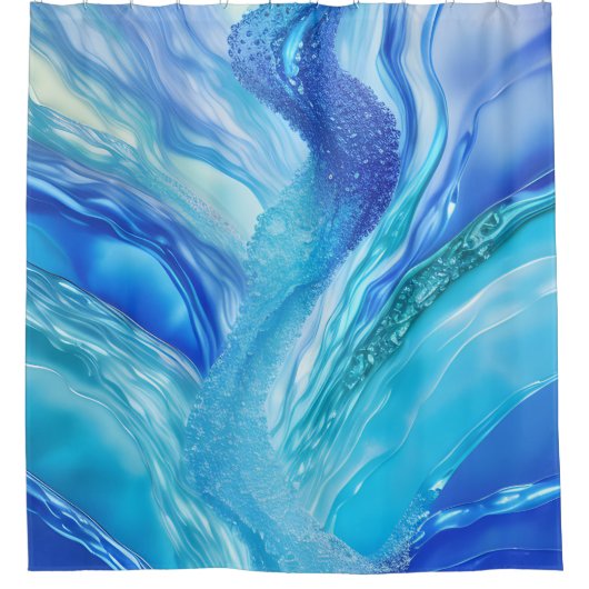 Blauw water Abstract douchegordijn (Voorkant)