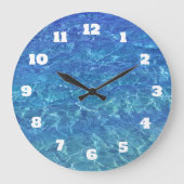 Blauw Water Abstract Strand Kust Nautilus Decor Grote Klok (Voorkant)