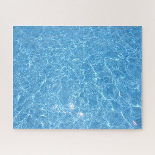 Blauw water Aqua Sjabloon zwembad Trendy Legpuzzel (Horizontaal)
