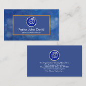Blauw Water Bokeh Ichthus Vis Pastor Visitekaartje (Voorkant / Achterkant)