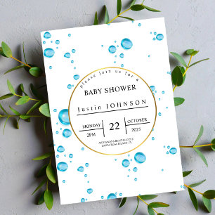 blauw water druppels patroon Waterverf baby shower Kaart