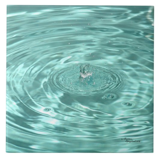 Blauw water druppels rimpels Tegel Tegeltje (Voorkant)