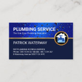 Blauw water druppels sanitair laag visitekaartje (Voorkant)