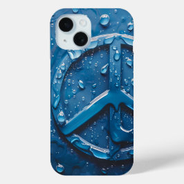 Blauw Water Druppels Vrede Symbool Telefoonhoes iPhone 15 Case