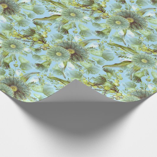  blauw water en Eucalyptus Cadeaupapier (Hoek)