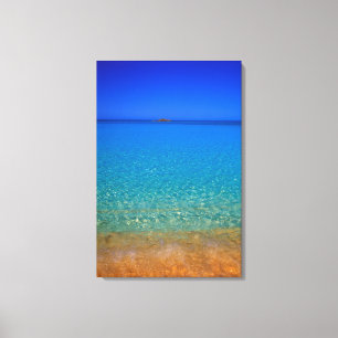 Blauw water, Exuma-eilanden, Bahama's. Canvas Afdruk