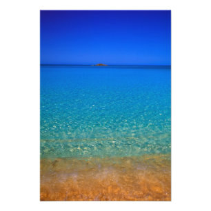 Blauw water, Exuma-eilanden, Bahama's. Foto Afdruk
