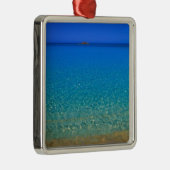 Blauw water, Exuma-eilanden, Bahama's. Metalen Ornament (Rechts)