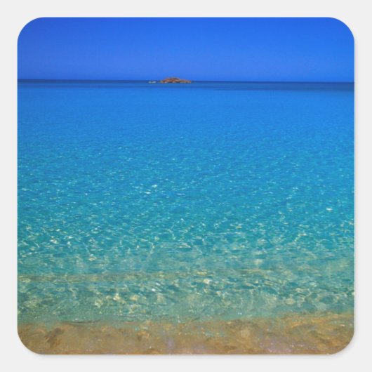 Blauw water, Exuma-eilanden, Bahama's. Vierkante Sticker (Voorkant)