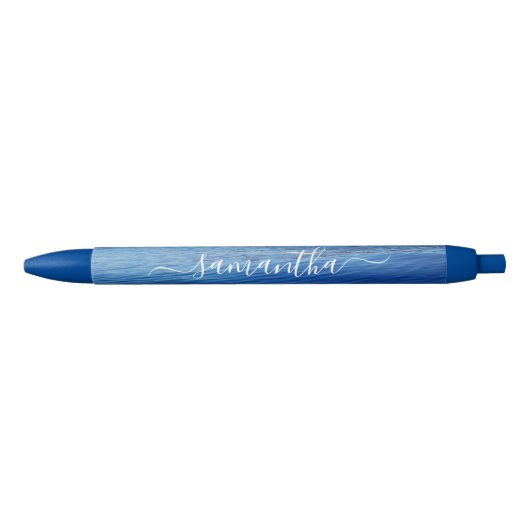 Blauw Water Foto Girly Handtekening Naam Blauwe Inkt Pen (Voorkant)