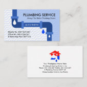 Blauw water golven lekken pijp sanitair visitekaartje (Voorkant / Achterkant)