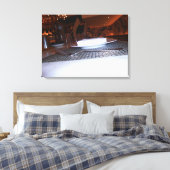 Blauw Water Grill Canvas Afdruk (Insitu (Slaapkamer))