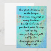 Blauw water Inspirerend quote afstuderen kaarten (Voorkant / Achterkant)