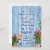 Blauw water kiezelstenen & roze flamingo's kaart (Voorkant)